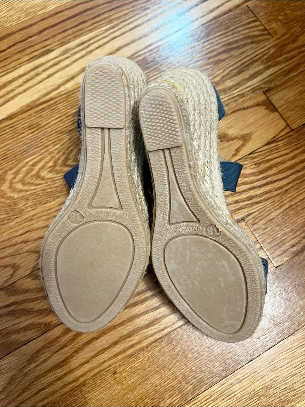 Cordani Enright Espadrille Wedge Sandals Womens 38 Blue Chambray Open Toe Shoe